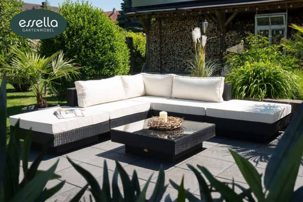 Rattan lounge seating group "Melbourne" 6-person : flat weave