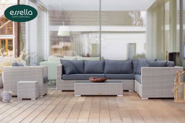 Rattan lounge seating group "Miami" 8-person : half-round weave
