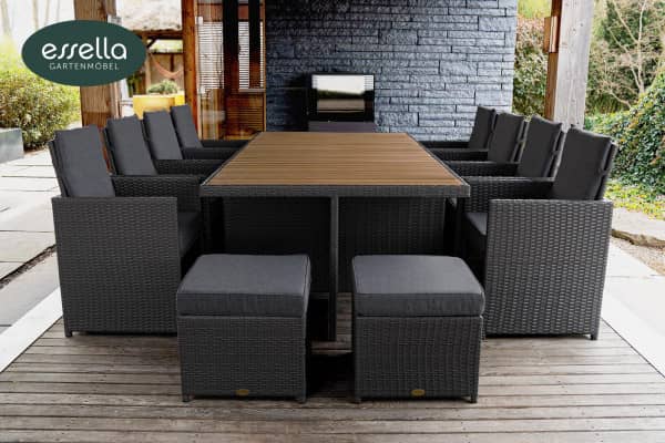 Rattan Dining Set "Vienna" 8-person polywood : flat weave
