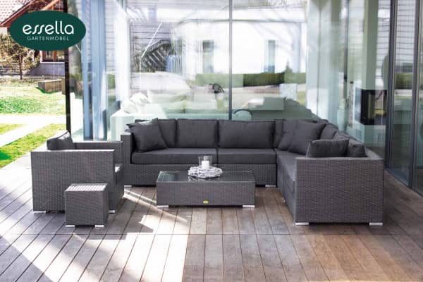 Rattan lounge seating group &quot;Miami&quot; 8-person : flat weave