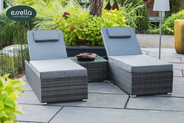 Polyrattan sun lounger Capri flat wickerwork