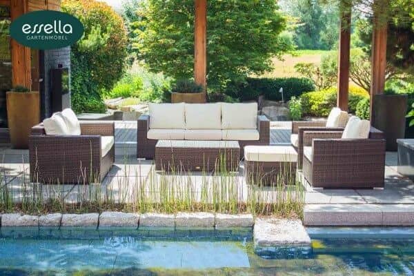 Rattan lounge seating group "Bahamas" 7-person : flat weave