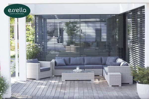 Essella Polyrattan Lounge "Palm Beach" : vintage - weiss : rundgeflecht - optik : gartenmode.de