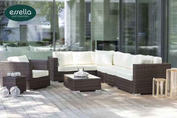 Rattan lounge seating group &quot;Miami&quot; 8-person : flat weave