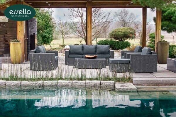 Rattan lounge seating group "Bahamas" 7-person : flat weave