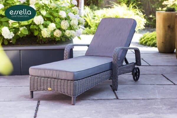 Polyrattan sun lounger Barbados round wickerwork look