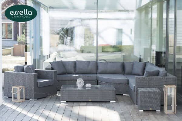 Essella Polyrattan Lounge "Palm Beach" : grau : flachgeflecht : gartenmode.de