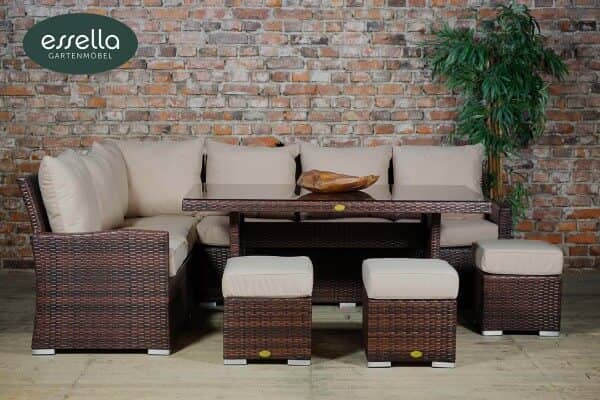 Rattan dining set &quot;Portland&quot; 6-person : flat weave