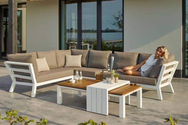 Life Aluminium Teakholt Lounge Timber white weiß