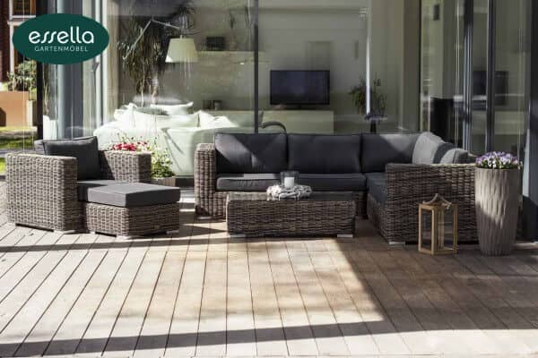 Rattan lounge seating group "Alabama" 7-person : round weave