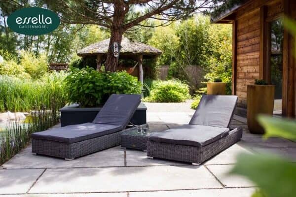 Rattan sun lounger "Jamaica" 2-person : round weave