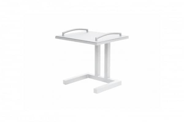 Aluminium side table Easy with removable tray white