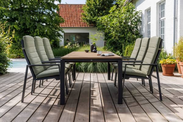 Aluminium Essgruppe 6 Personen Lava Concept Dining und Bondi Chair Gartenmode