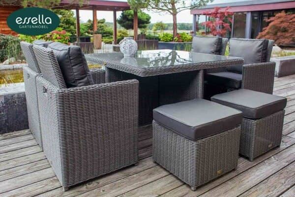 Rattan dining set "Vienna" 4-person : half-round weave