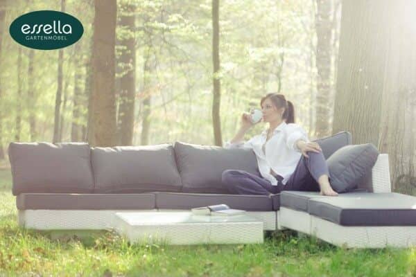 Essella Polyrattan Lounge "Melbourne" : weiss : flachgeflecht : gartenmode.de