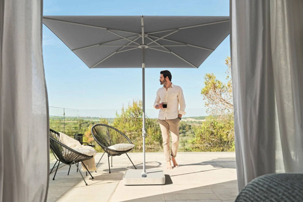 Schöner Wohnen Parasol Savaneta white with Base Bonaire